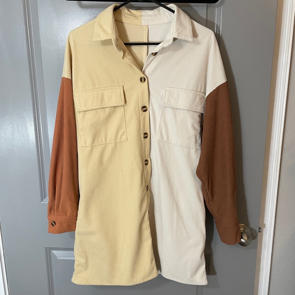 Tri-Color Corduroy Dress